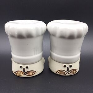 Vtg UCTCI Japan Chef Head Hat Salt & Pepper Shaker Set Large Mustache 4 3/8" H